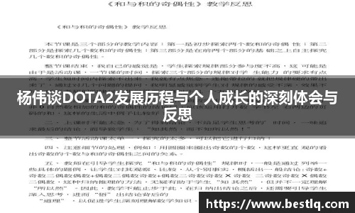 杨伟谈DOTA2发展历程与个人成长的深刻体会与反思